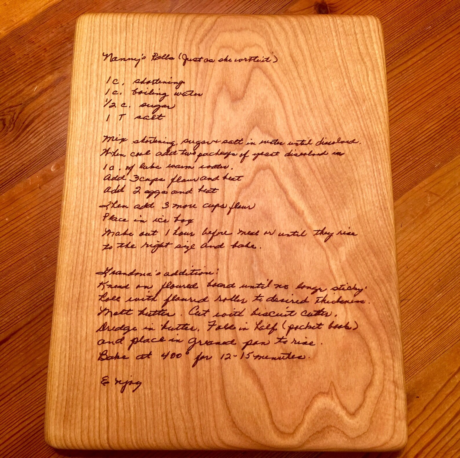 Handwritten Recipe Cutting Board Engraved Cutting Board Etsy