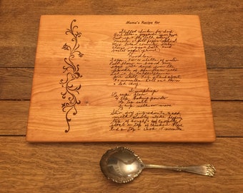 GRANDMOTHERS HANDWRITTEN RECIPE  Cutting Board  Engraved with your treasured Family Recipe