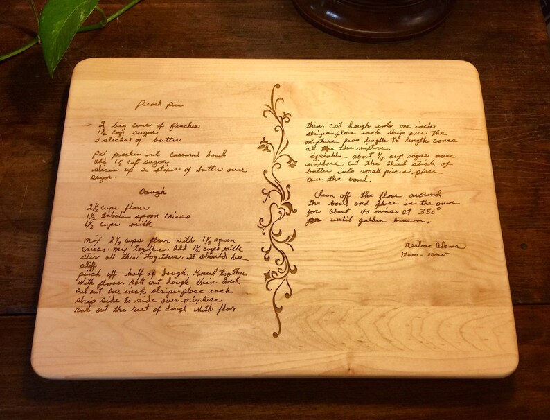 MOTHERS HANDWRITTEN RECIPE Engraved Cutting Board Etsy