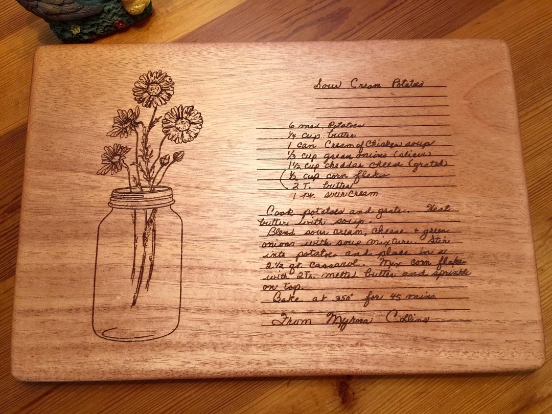 MOTHERS HANDWRITTEN RECIPE Engraved Cutting Board Recipe Cutting Board