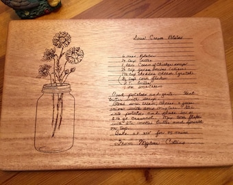 MOTHERS HANDWRITTEN RECIPE Engraved Cutting Board