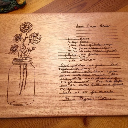 Recipe Cutting Board Custom Engraved Cutting Board Keepsake Etsy