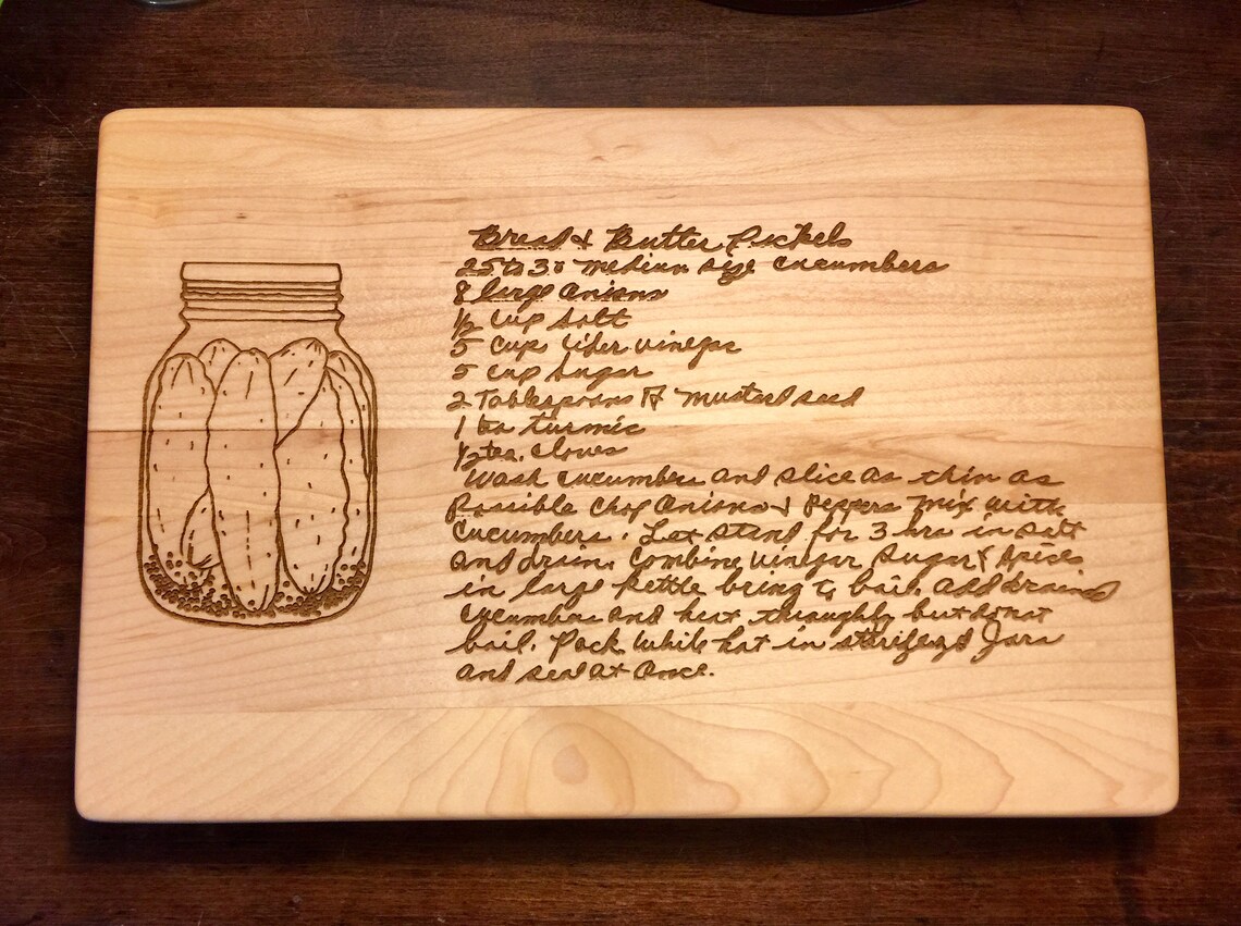MOTHERS HANDWRITTEN RECIPE Engraved Cutting Board Recipe Etsy