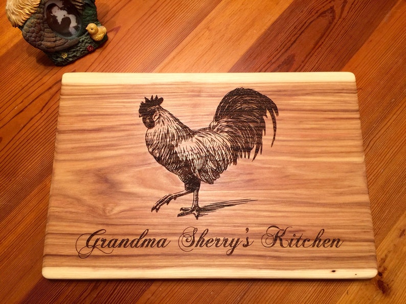 RUSTIC ROOSTER Engraved Cutting Board Rooster Cutting Board Etsy