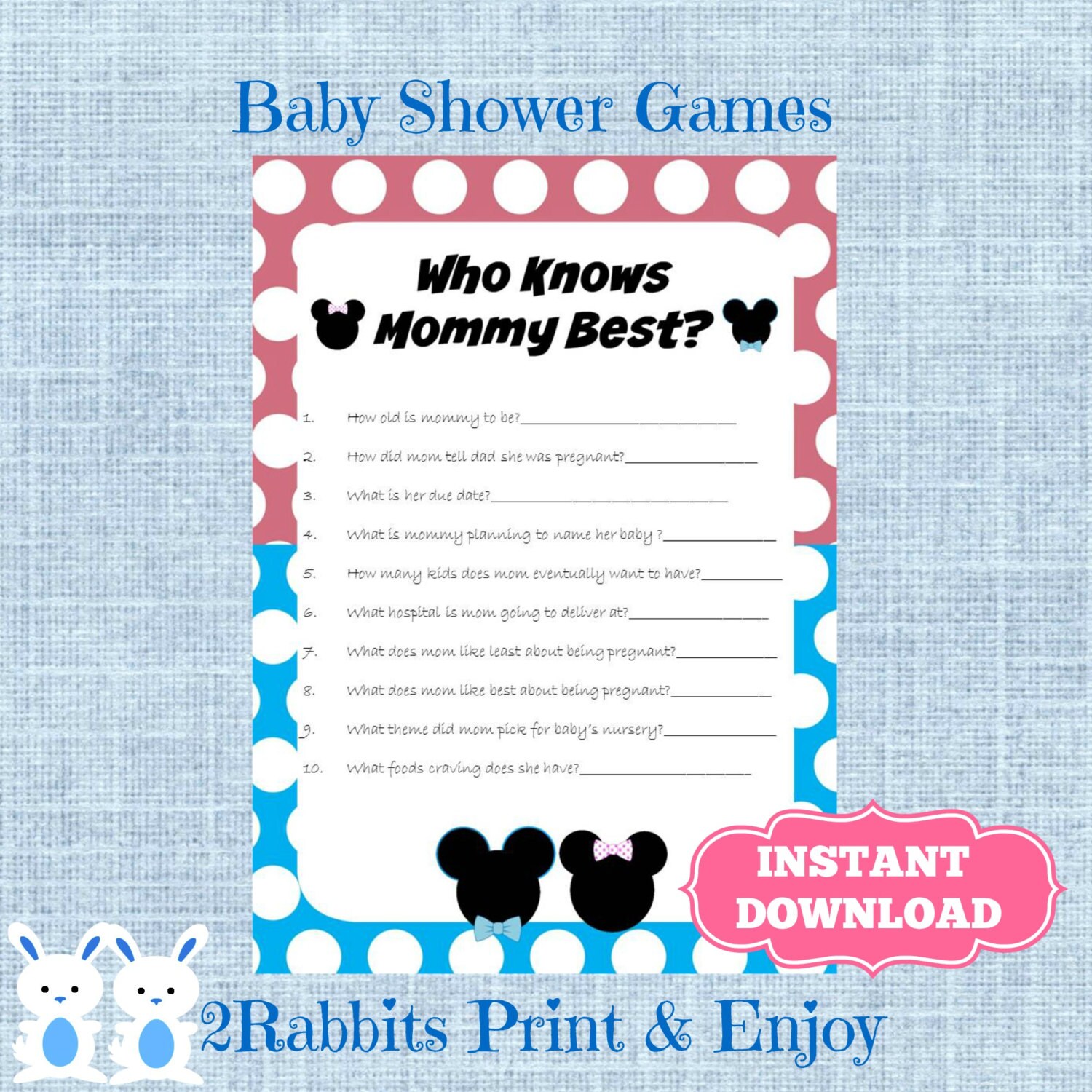 Gender Reveal Baby Shower Game Who Knows Mommy Best Disney Etsy Il Fullxfull Gender Reveal Baby Shower Game Who Knows