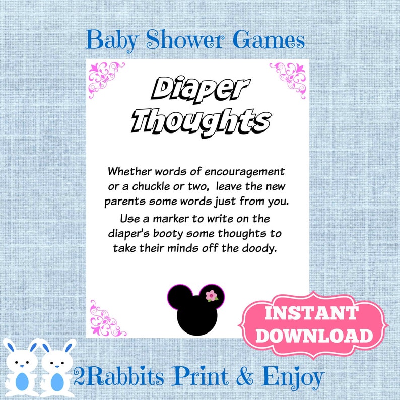 Mickey Mouse Baby Shower Dirty Diaper Game Or Minnie Mouse Dirty Diaper Game