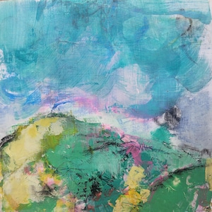 Over The Hill By Sue Churchill Art Card, carte vierge, carte de voeux, carte de remerciement, notelet