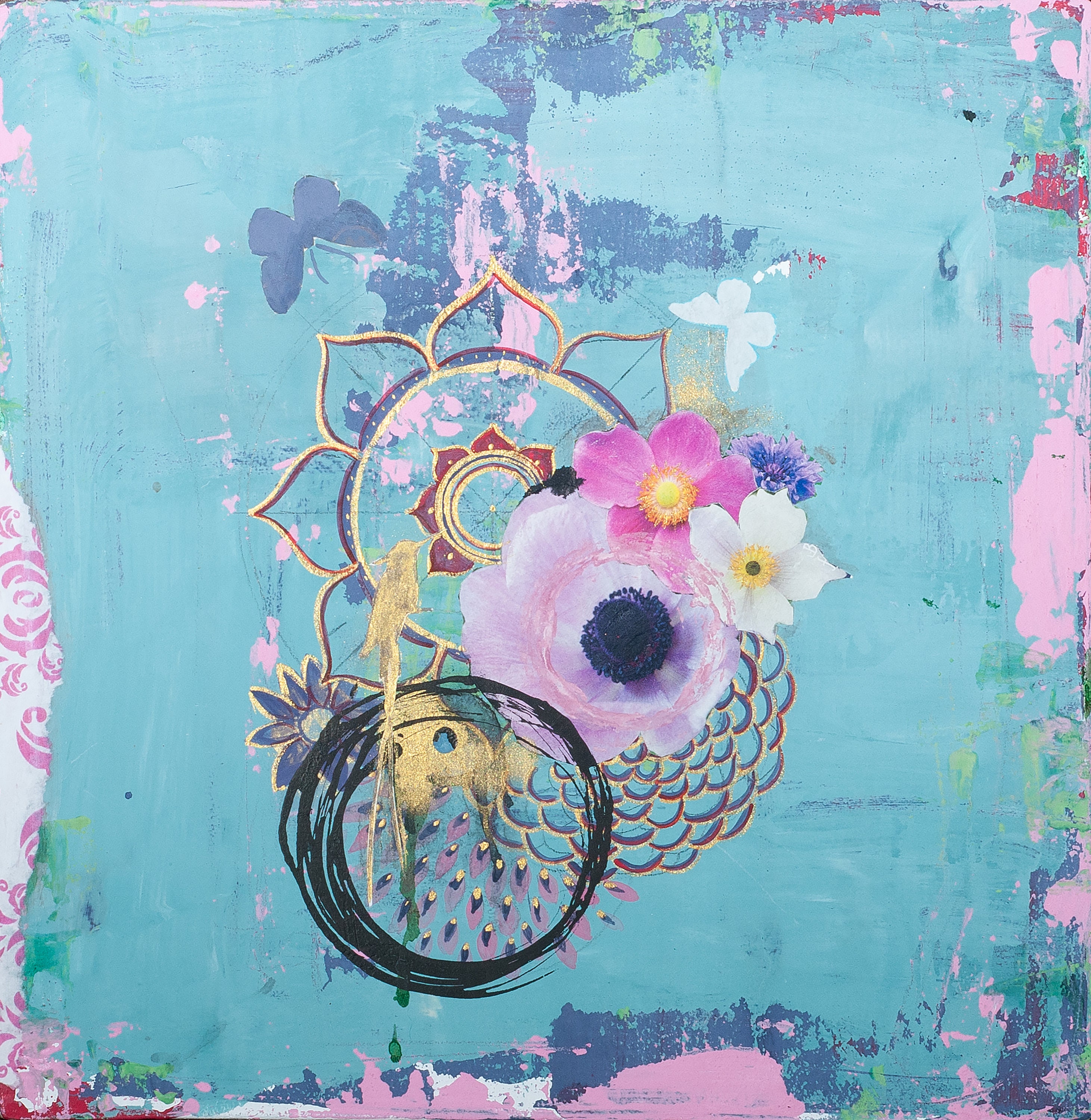 Hummingbird Mixed Media Collage Art Giclee Print Etsy UK