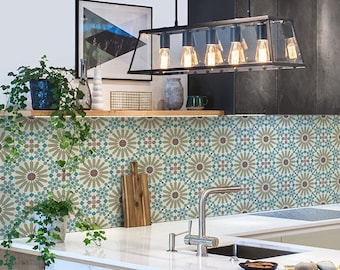 Moroccan Tile Stickers: Earth Tone Mosaic, Waterproof Wall Decals