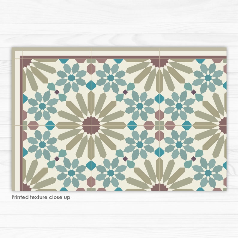 Vinyl runner rug with Moroccan inspired pattern. Vinyl hallway Etsy