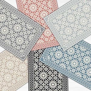Vinyl Fliesen Bodenmatte, Wählen Sie Ihre Mattenfarbe. Marokkanisches Design aus Zellige-Kacheln. PVC Teppich auf Bestellung bedruckt, Läufer, Küchenteppich.