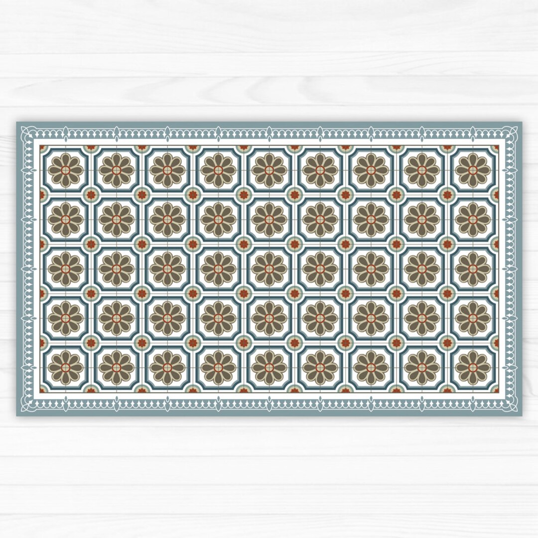 Elegant Grey Linoleum Rug, Area Rug, Vinyl Mat, With Tiles and ...