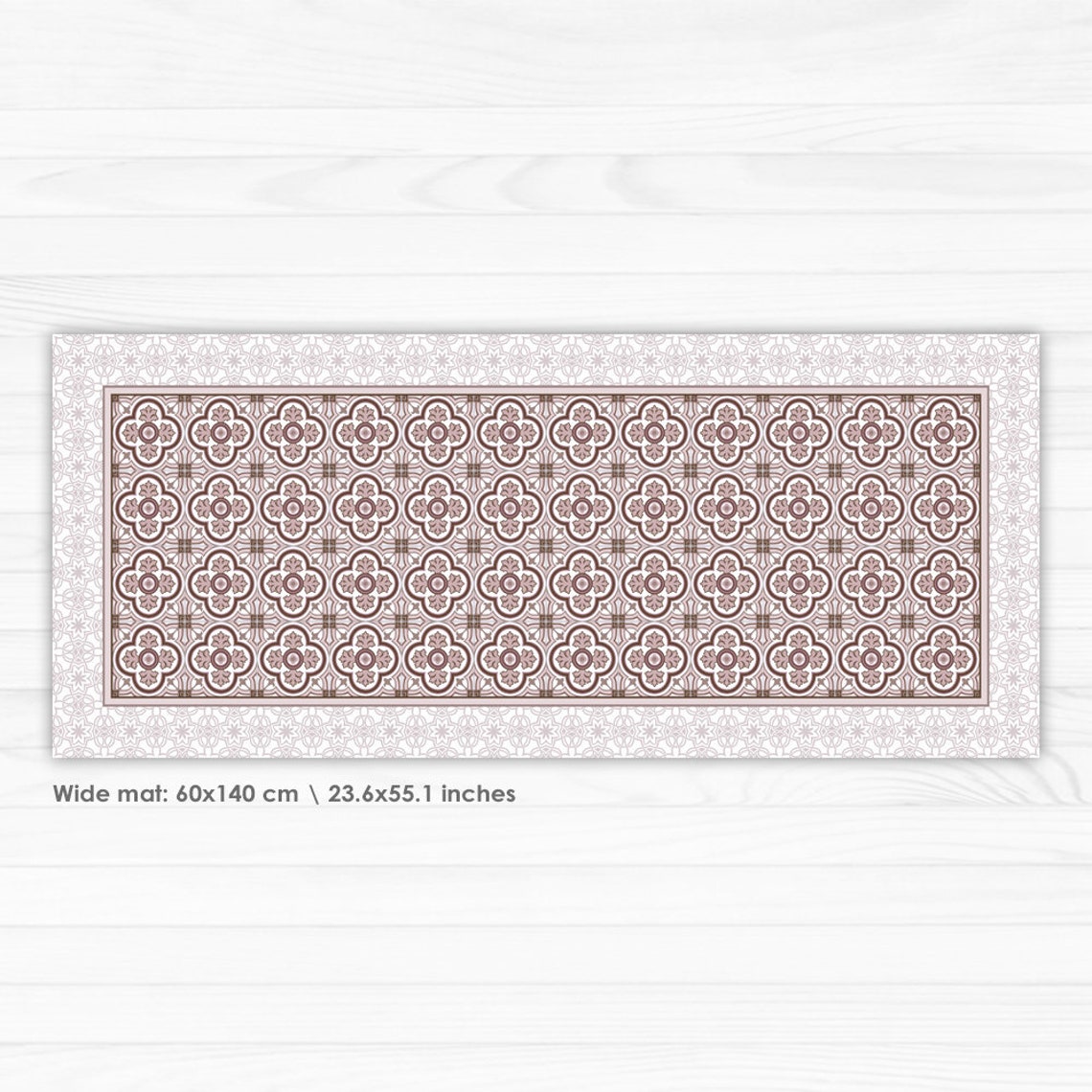 Pink kitchen mat vinyl floor mat linoleum rug with hand Etsy