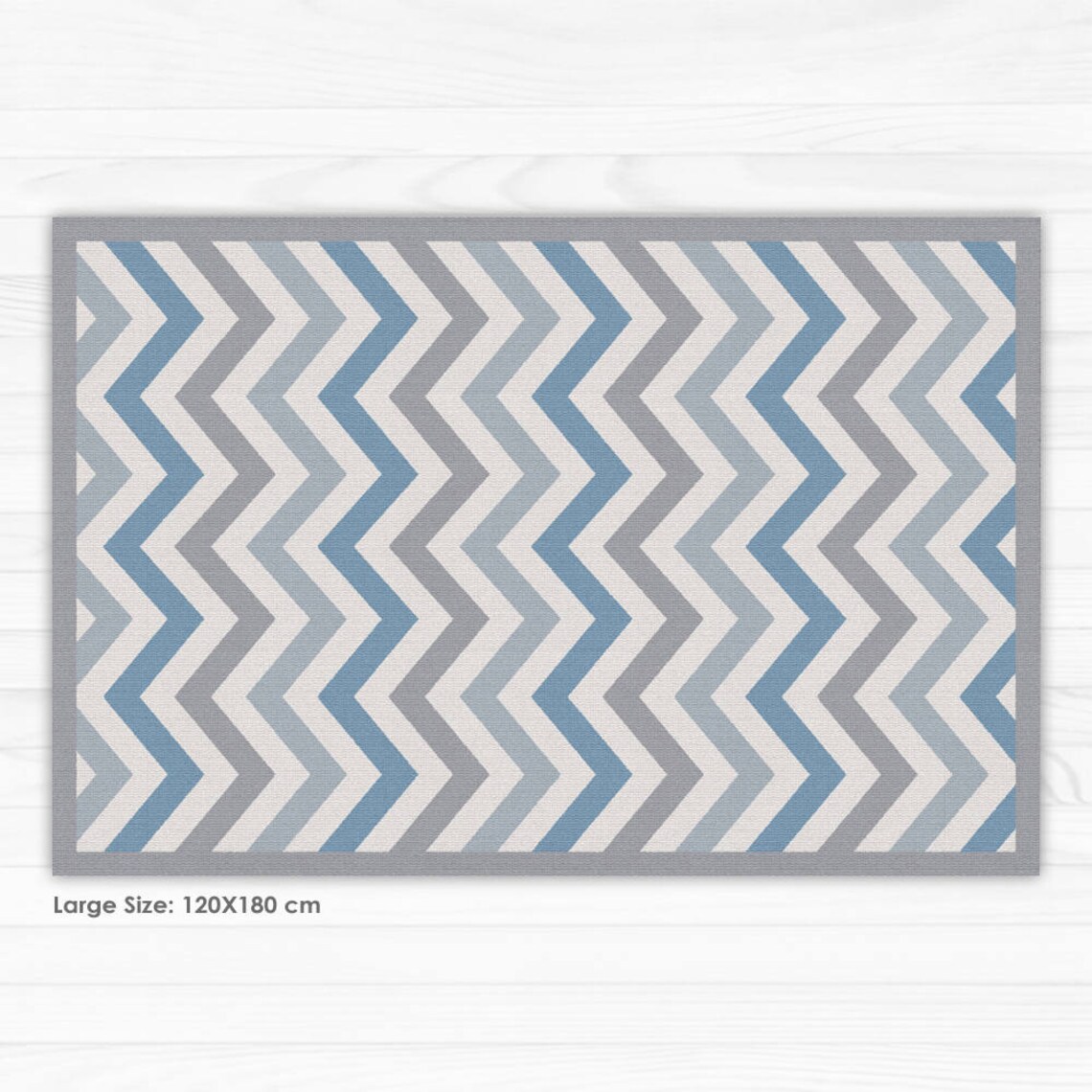 Blue and Grey Chevron Rug Linoleum Art Mat. Printed Vinyl Etsy