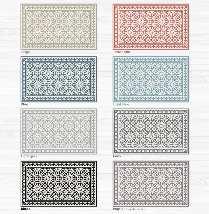 Kitchen floor mat with gray Moroccan tiles deisgn. Kitchen mat, door mat, pet mat. Grey Zellige floor tiles. image 6