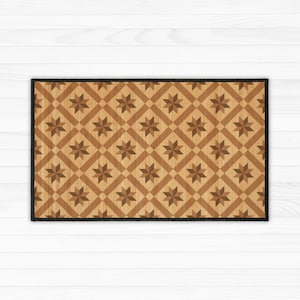 Printed Bamboo area rug, bamboo carpet - Wood tile pattern, parquet flooring design