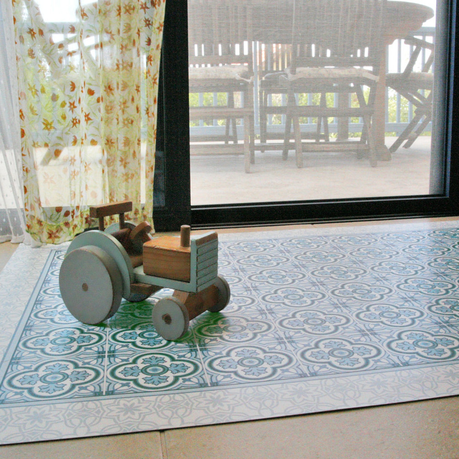 Vinyl Floor Mat, Area Rug, Linoleum Rug, Printed PVC Carpet With Floral ...
