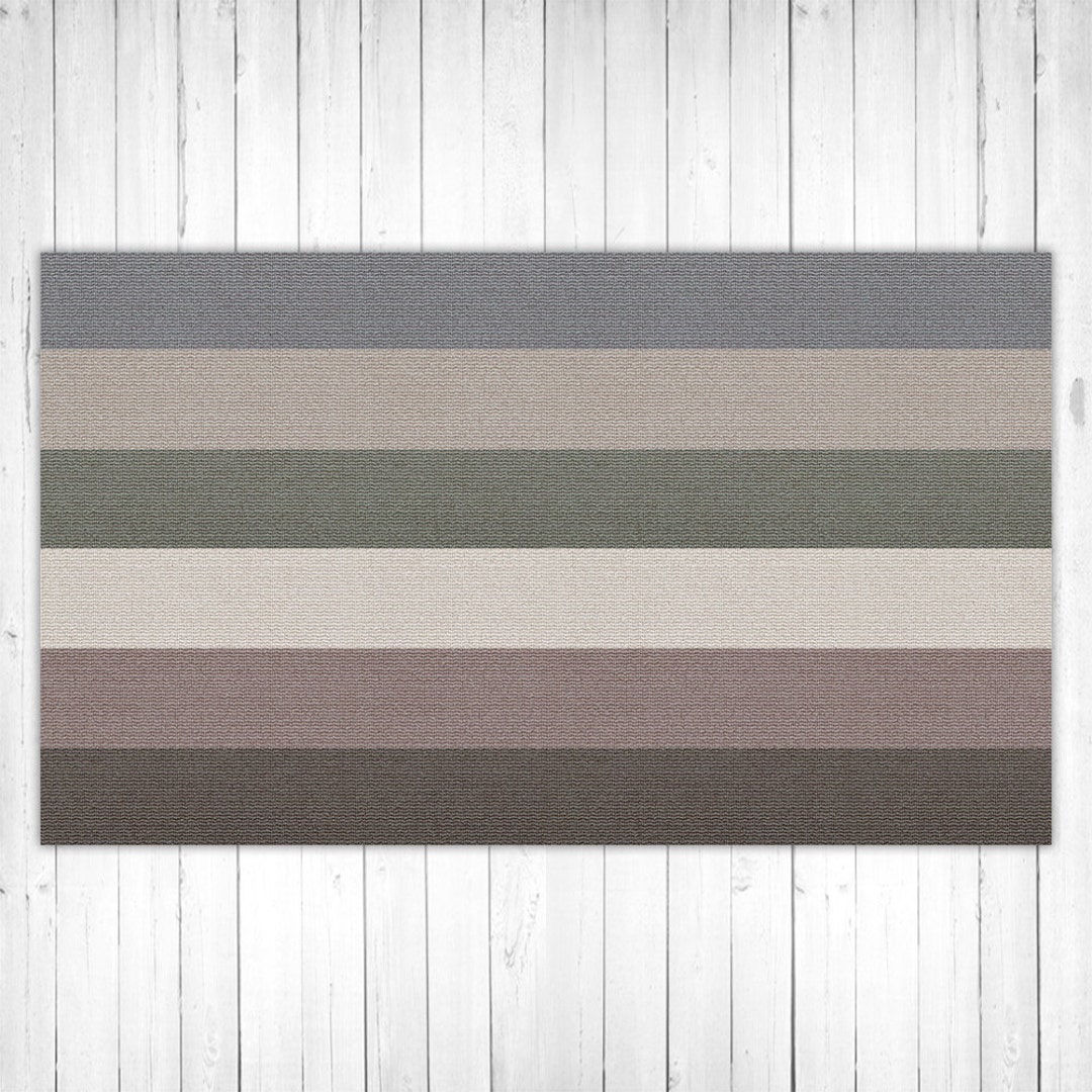 Strips Rug With a Woven Texture, Printed on Linoleum PVC. - Etsy