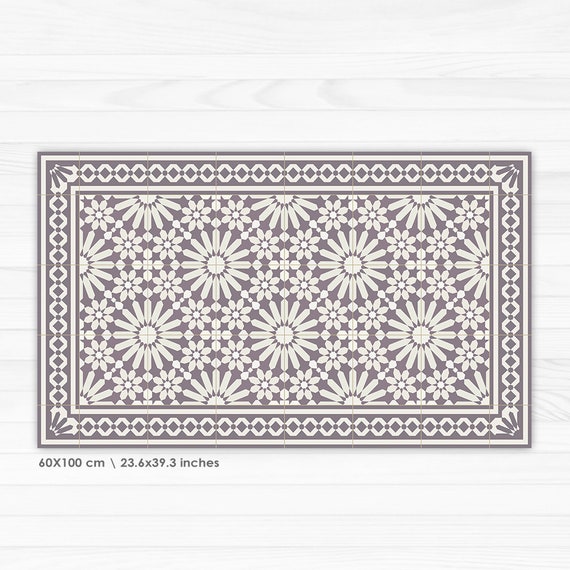 Kitchen Floor Mat With Gray Moroccan Tiles Deisgn. Kitchen Mat