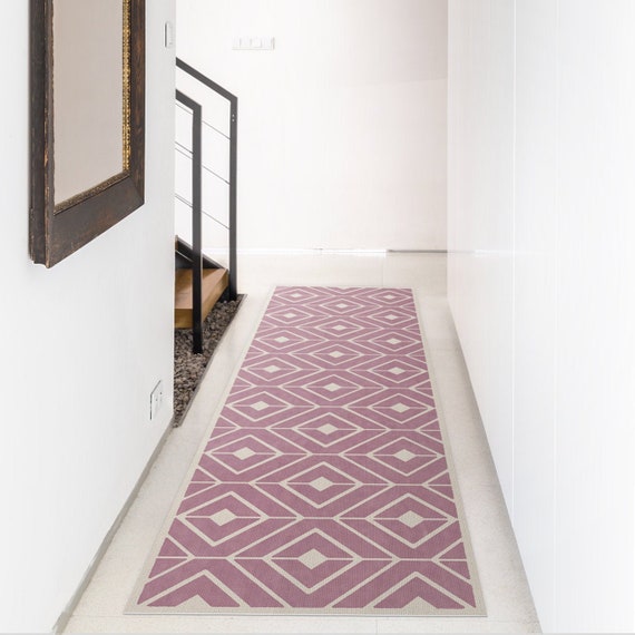 Verleiden diepgaand cap Roze runner tapijt. Vinyl vloerloper met geometrisch ontwerp. - Etsy België