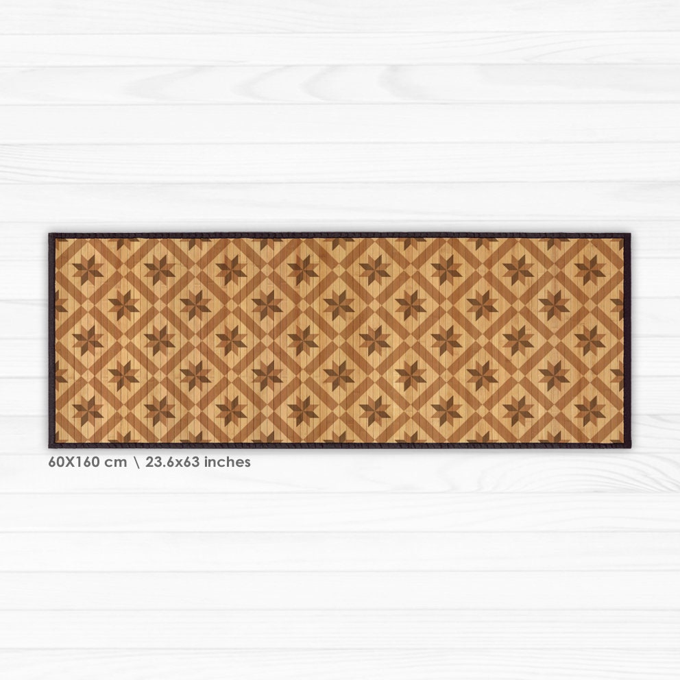 Printed Bamboo Area Rug, Bamboo Carpet - Wood Tile Pattern, Parquet ...
