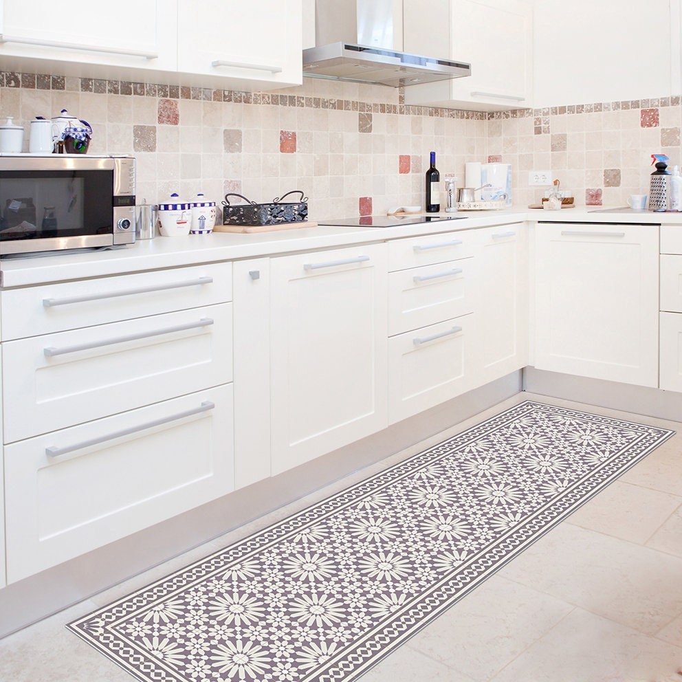 SALE 20% ! Vinyl mat, Oriental Moroccan design, Nordic design, Livingroom  mat, waterproof, kitchen mat, Beige & Bordeaux – 150X300 / 59×118 inch –  #603 –