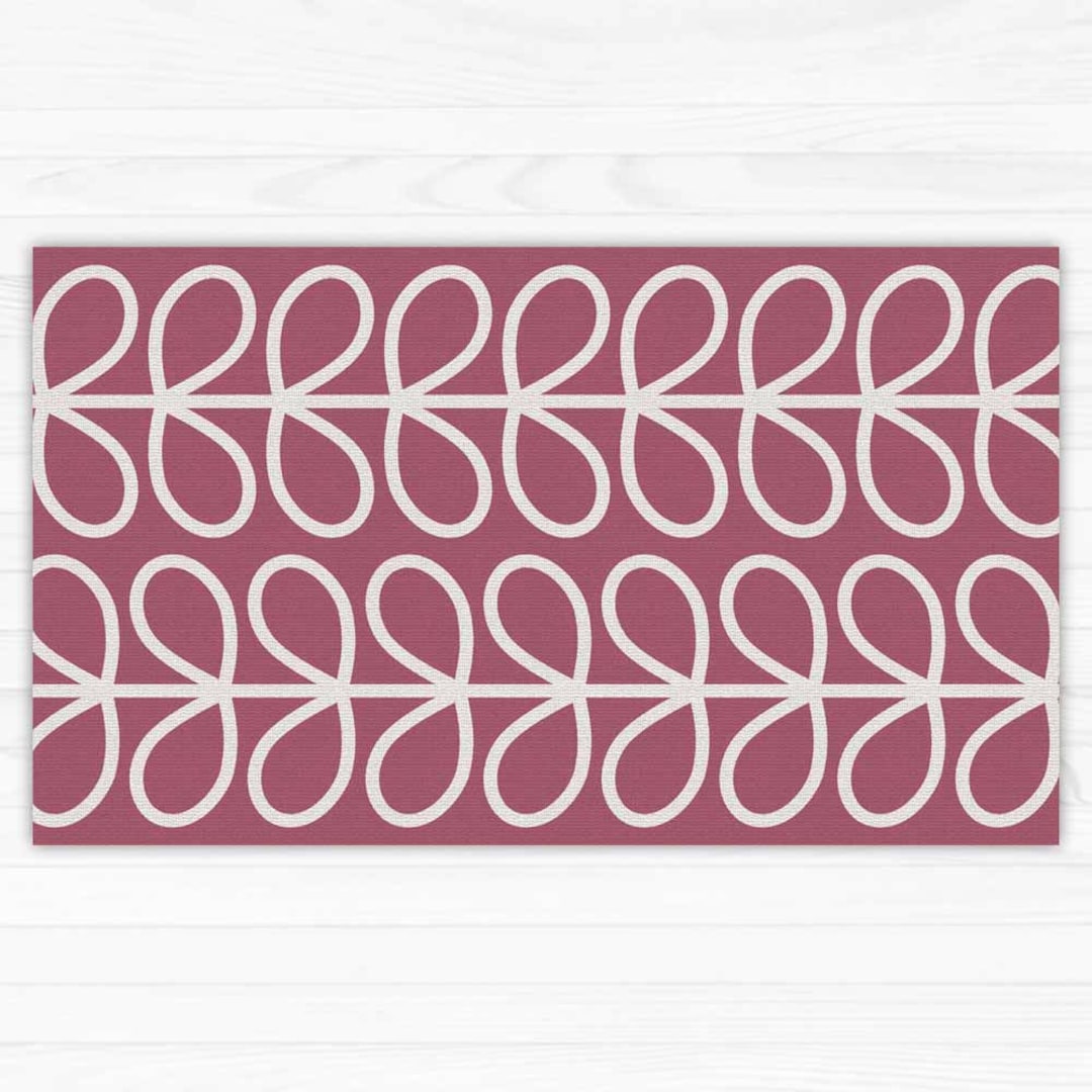 Vinyl Floor Mat, Area Rug, Plum Color Modern Leaves Illustration