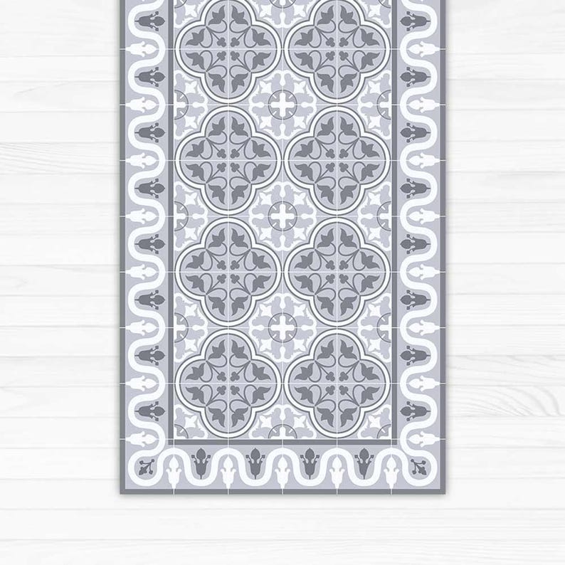 Vinyl Area Rug Decorative Grey Tiles Printed On Pvc Linoleum Carpet Kitchen Doormat Art Mat