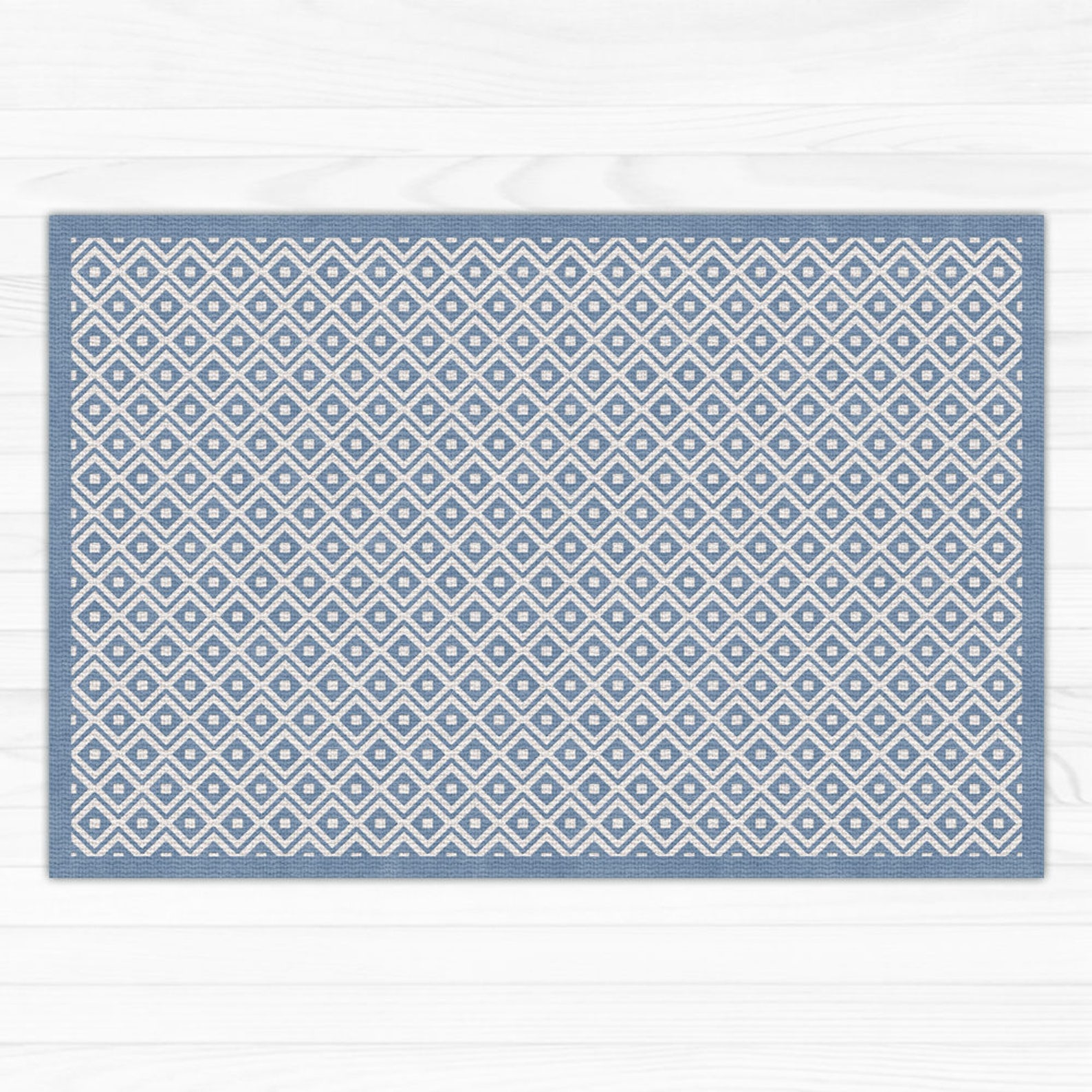 Blue and Green Linoleum Placemats Geometric Pattern Table Etsy Australia