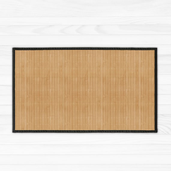 Natrlicher Bambusteppich: Unbedruckte Holzmatte, rutschfeste Rckseite -  Etsy.de