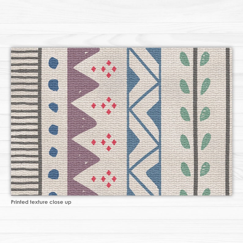 Geometric Kitchen Floor Mat Scandinavian Style. Purple Blue Etsy