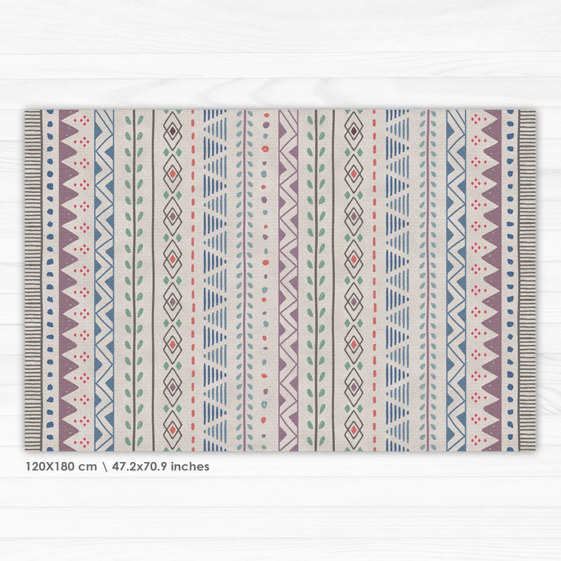 Geometric Kitchen Floor Mat Scandinavian Style. Purple Blue Etsy