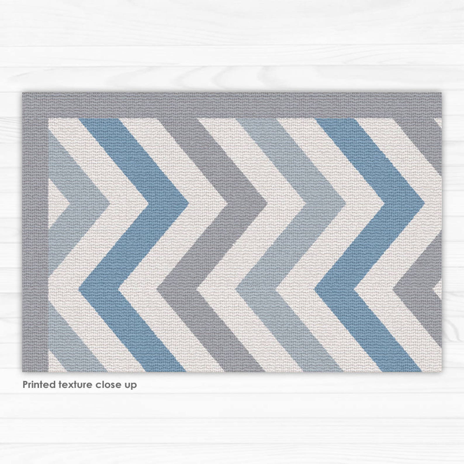Blue and Grey Chevron Rug Linoleum Art Mat. Printed Vinyl Etsy