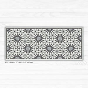 May include: A gray and white patterned floor tile with a geometric design. The tile is 60x140 cm or 23.6x55.1 inches.