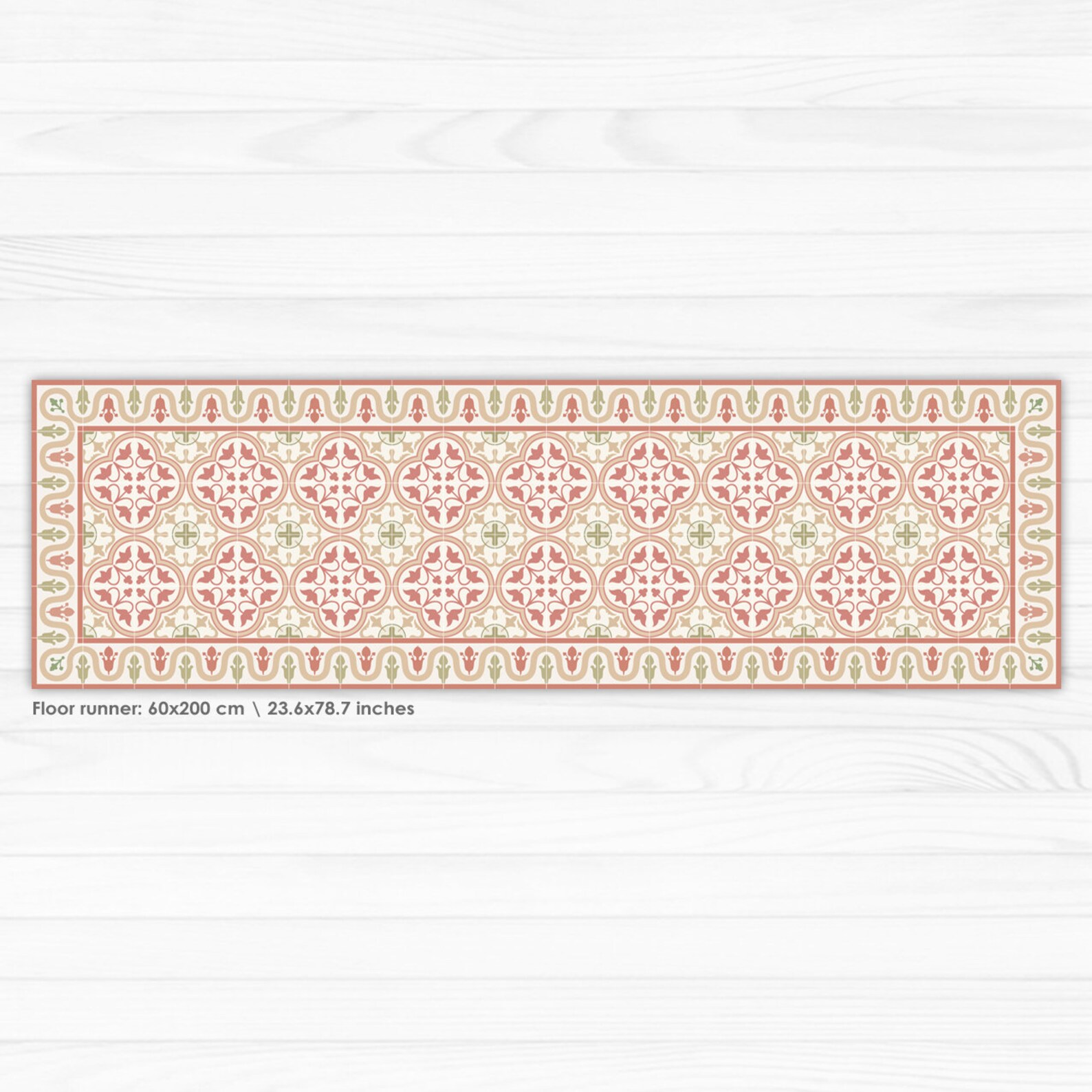 Alfombra de corredor de terracota impresa en una alfombra de | Etsy