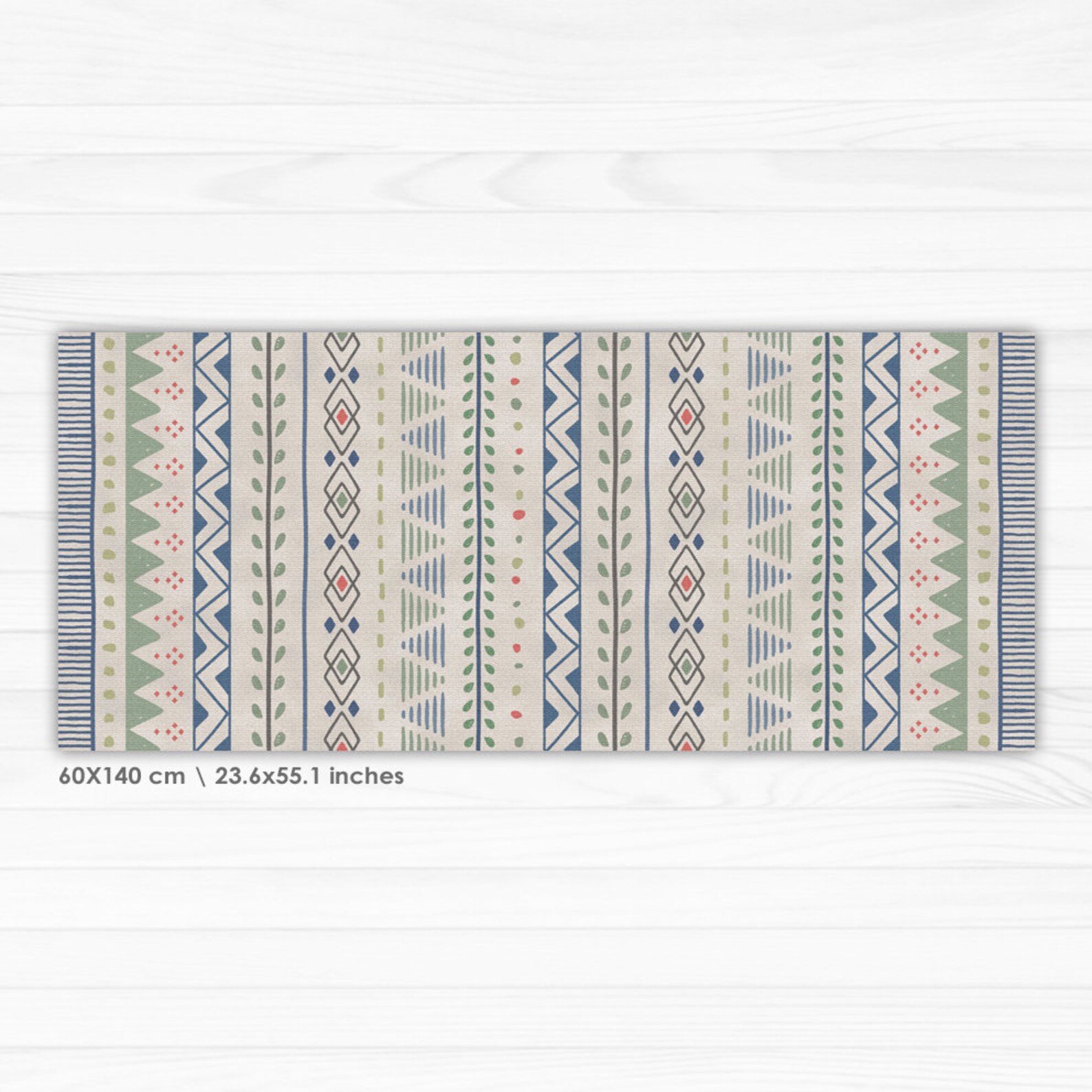 Geometric blue and green kitchen rug vinyl floor mat. Kitchen Etsy