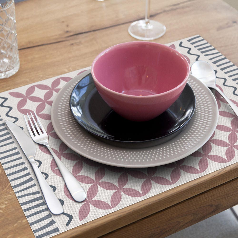 Pink Placemets Vinyl Table Place Mat Dining Table Placemats Etsy