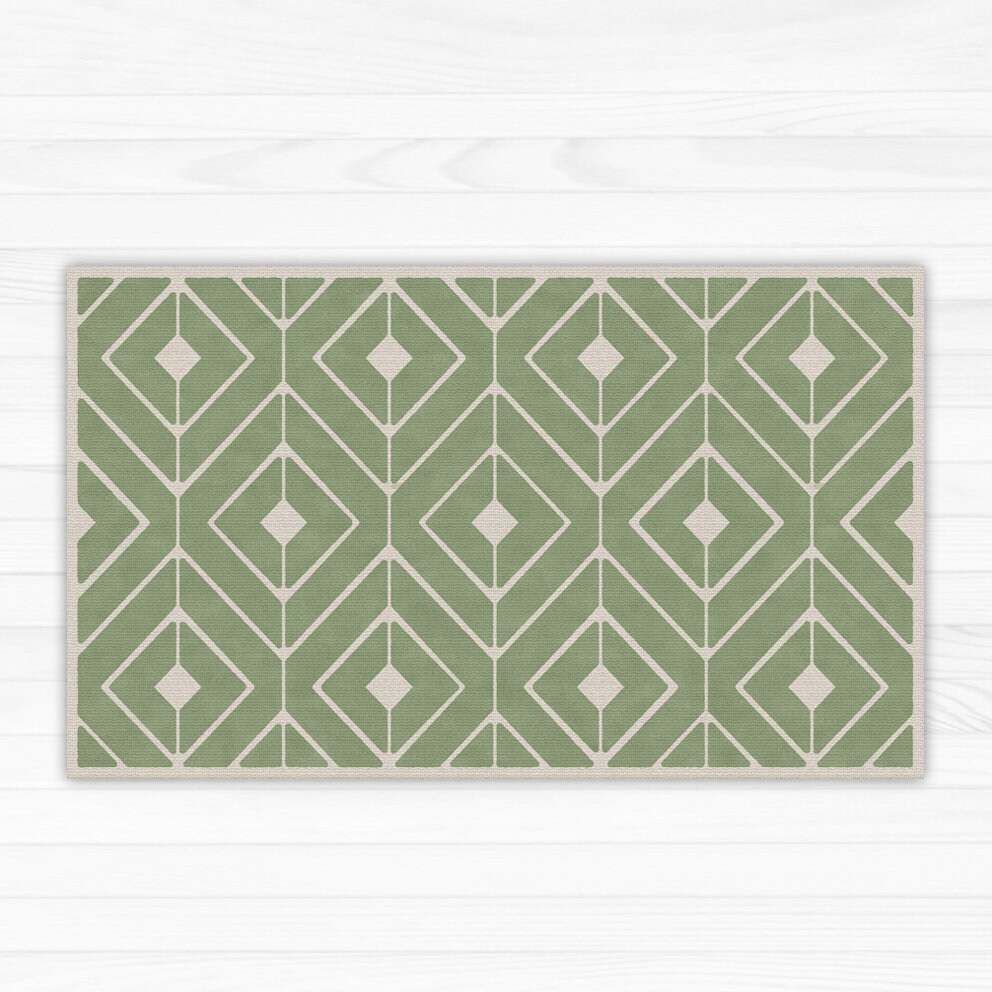 Green vinyl mat with geometric design printed on PVC Art Etsy