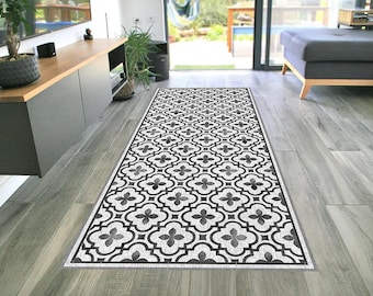 Gray Moroccan Tile Vinyl Mat: Kitchen, Entryway, Pet-Friendly