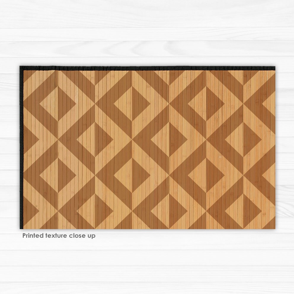 Printed Bamboo Rug Bamboo Carpet Wood Tile Pattern Etsy