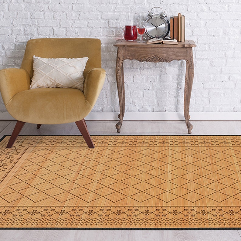 Colorful Bamboo Mats Printed Bamboo Rug Kitchen Mat Area Etsy