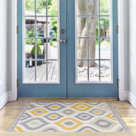 Vinyl doormat in yellow and gray. Printed vinyl doormat Etsy