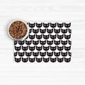 Cat food placemat. Cat faces illustrations in black on white. Vinyl cat mat / pet placemat / cat placemet / pet mat / vinyl placemat. product logo
