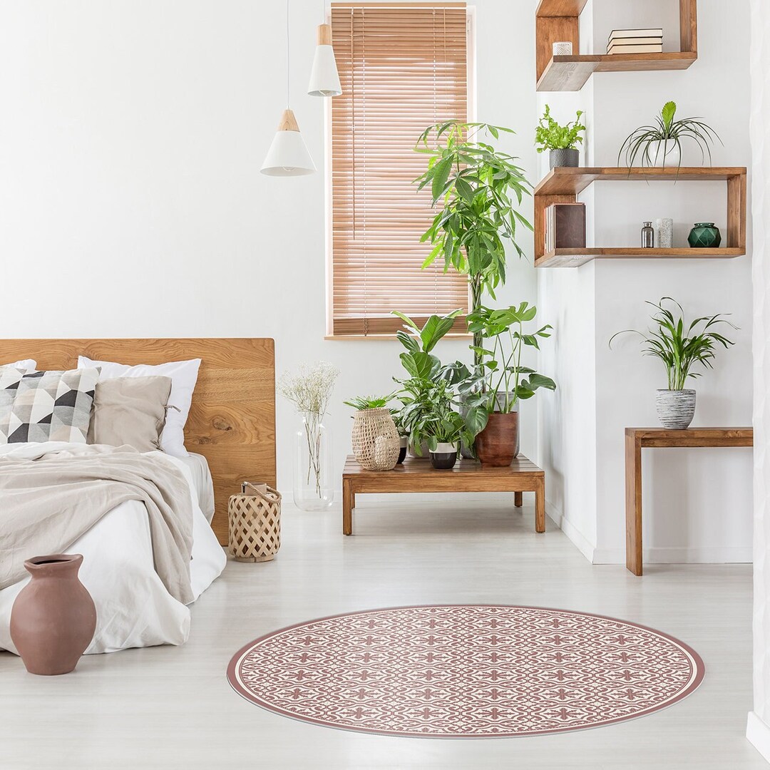 Tile Mat Rug Terracotta Tile Vinyl Floor Mat: Round Zellige Rug, Indoor/outdoor ...