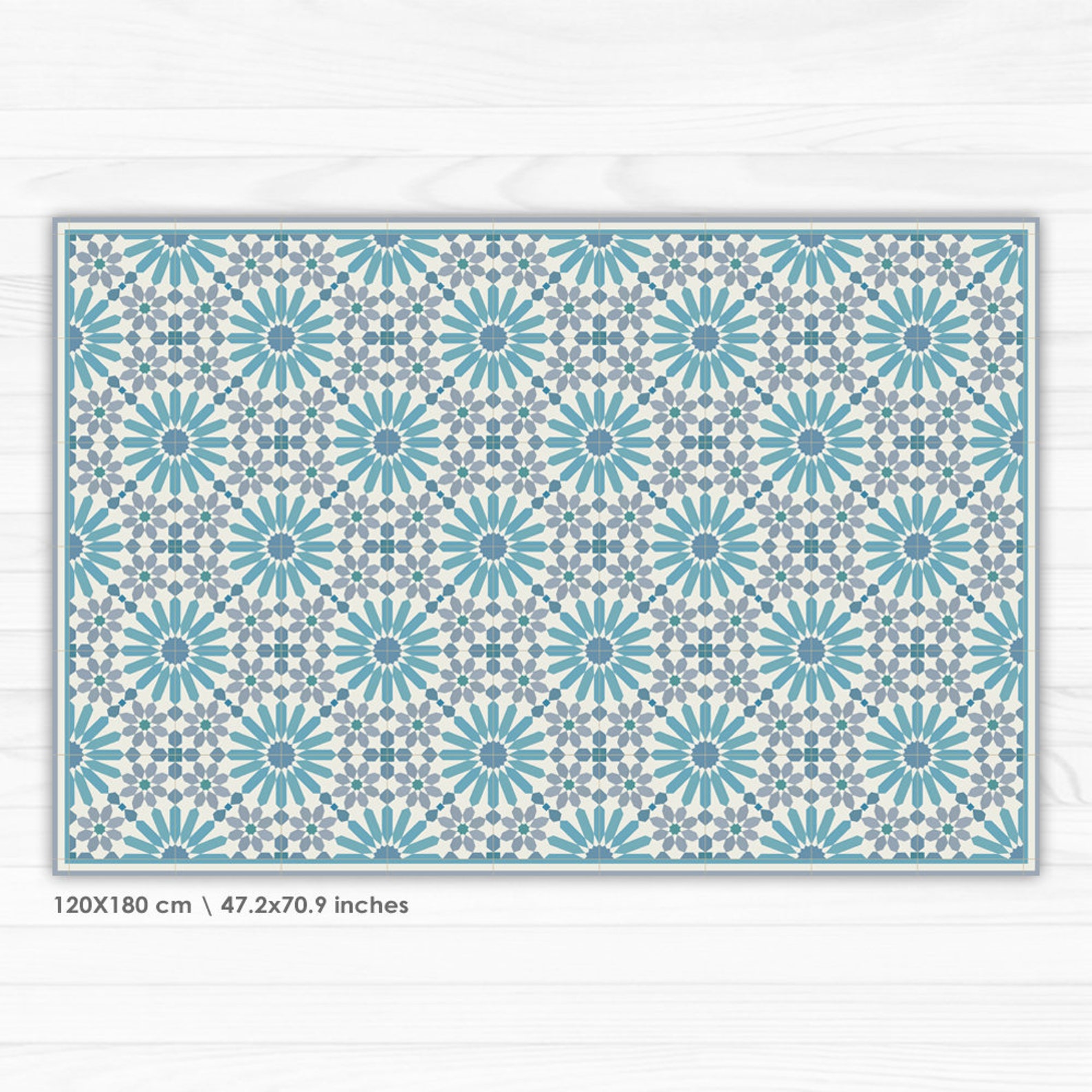 St Bernard Blue Pattern Print Floor Mat