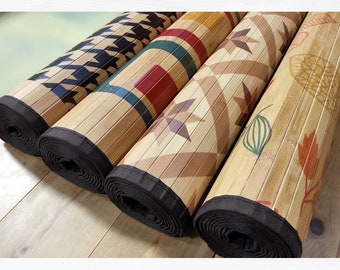 Bamboo Carpet/ Bedside Mats/ Aasans For Temple/ Small Size Carpet- Pack of  3 (Mix Colours)