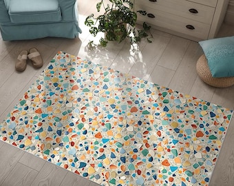 Alfombra de vinilo de terrazo de colores: diseño escandinavo
