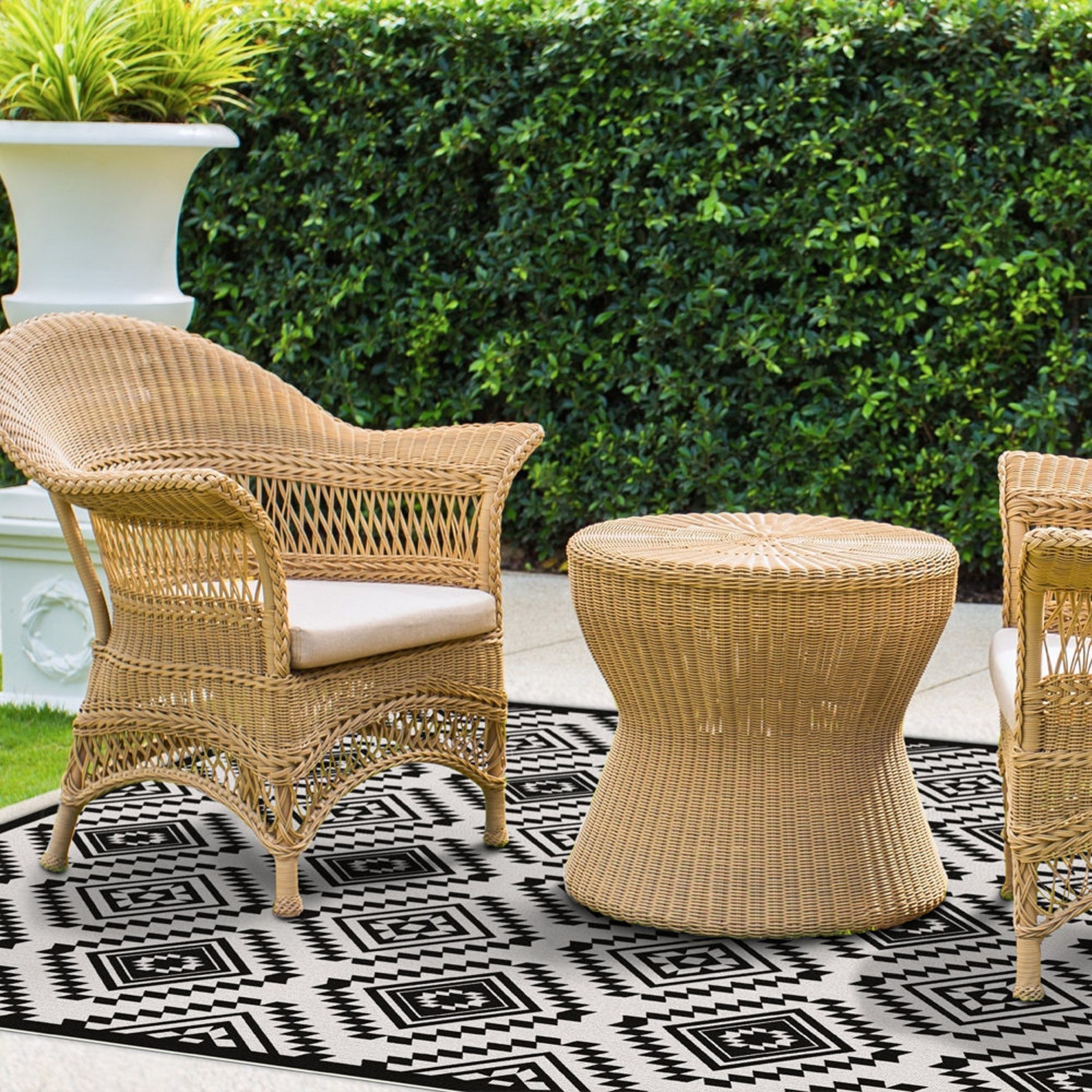 Area Rug. Black and White Vinyl Floor Mat. Killim Design. Area Etsy