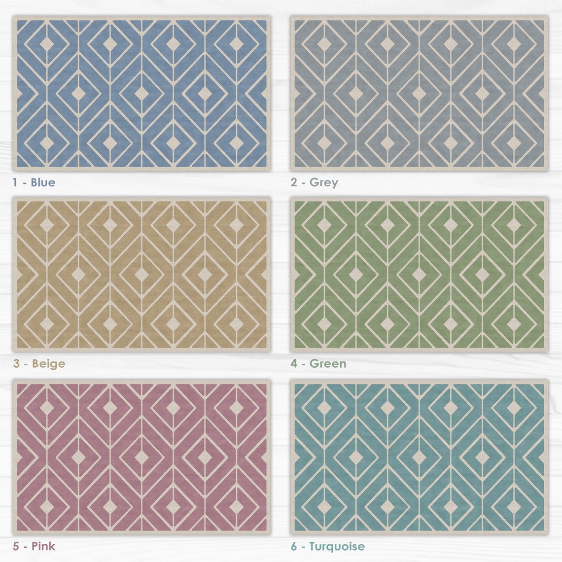Blue Rune Rug Blue Runner Rug. Vinyl Floor Runner With Geometric Design. Home Decor ...