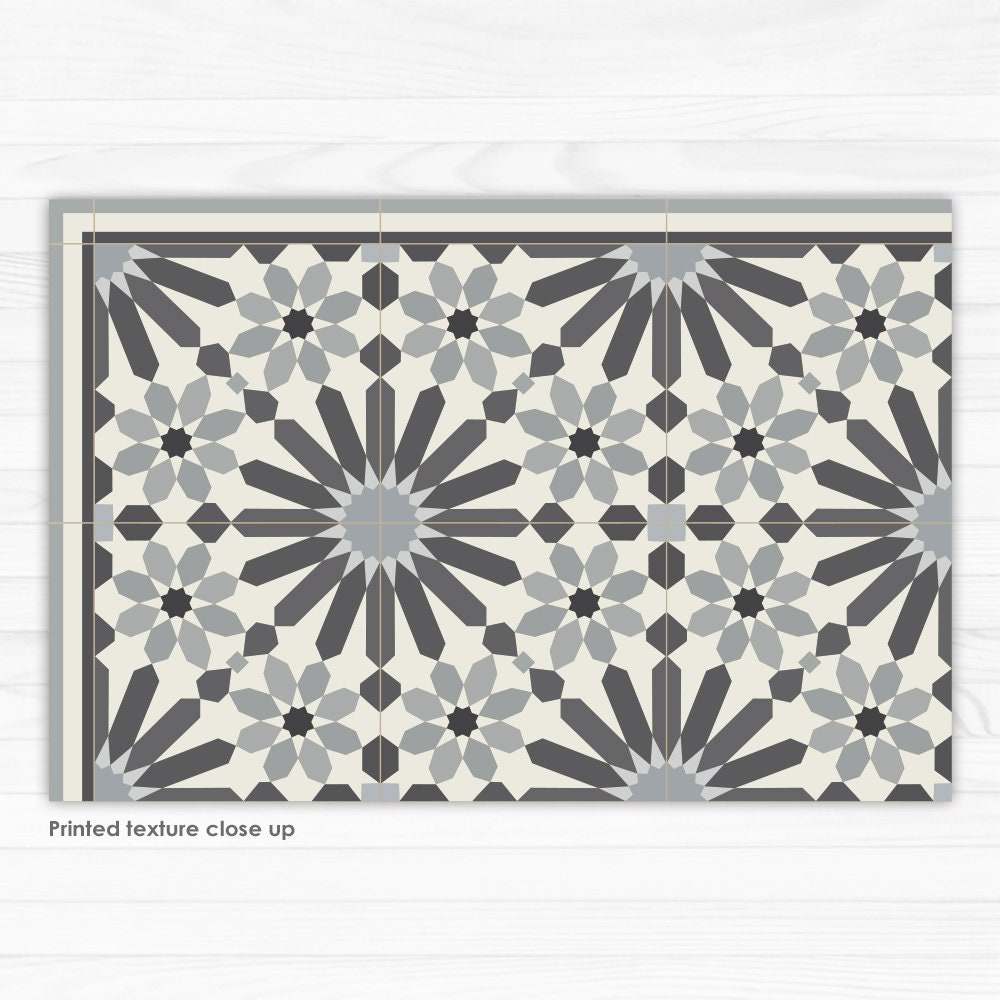 Old English tiles – Black & white- vinyl mat , Kitchen Mat, geometric tiles  décor, Nordic design , easy to clean, custom size rug #600 –